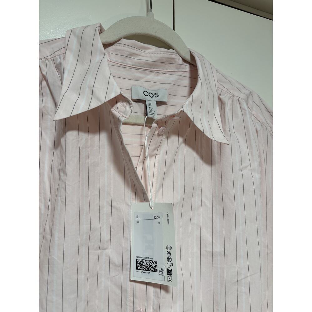 COS Pink Striped Short Sleeve Button Down Shirt Dress M - Picture 3 of 7